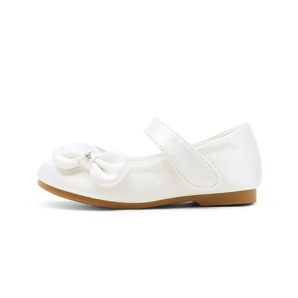 Toddler Girl's Ballerina Bow Flats - WHITE SATIN - 1